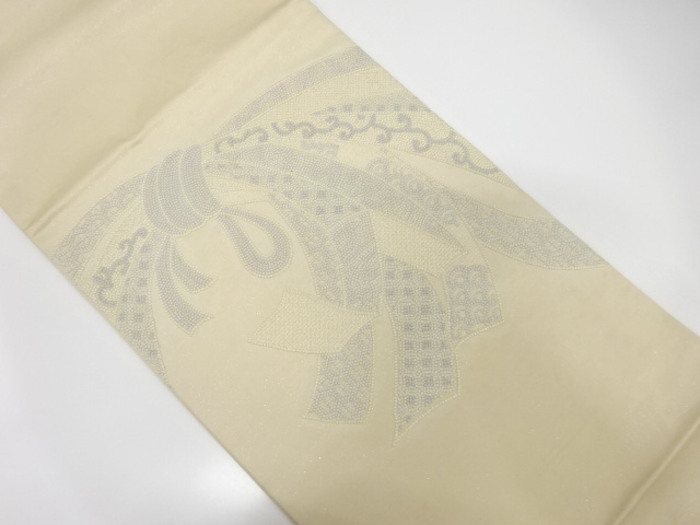 JAPANESE KIMONO / ANTIQUE FUKURO OBI / SILK / EMBROIDERY / NOSHI & CLASSICAL PATTERN